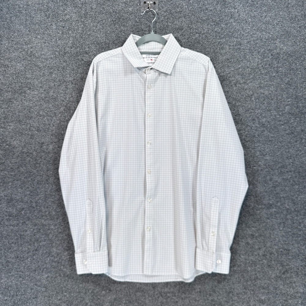 Mizzen+Main Shirt Mens Large White Check Leeward Performance Stretch Button Down